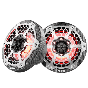 DS18 HYDRO 6.5" 2-WAY MARINE SPEAKERS W/RGB LED LIGHTS 300W, BLACK CARBON FIBER