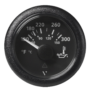 VERATRON 52MM (2-1/16") VIEWLINE OIL TEMPERATURE GAUGE 120-300-DEGF, BLACK DIAL & BEZEL