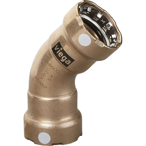 VIEGA MEGAPRESS 3/4" 45-DEG COPPER NICKEL ELBOW, DOUBLE PRESS CONNECTION, SMART CONNECT TECHNOLOGY