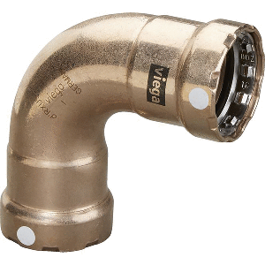 VIEGA MEGAPRESS 1" 90-DEG COPPER NICKEL ELBOW, DOUBLE PRESS CONNECTION, SMART CONNECT TECHNOLOGY