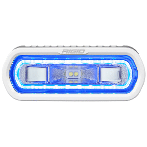 RIGID INDUSTRIES SR-L SERIES MARINE SPREADER LIGHT, WHITE SURFACE MOUNT, WHITE LIGHT W/BLUE HALO