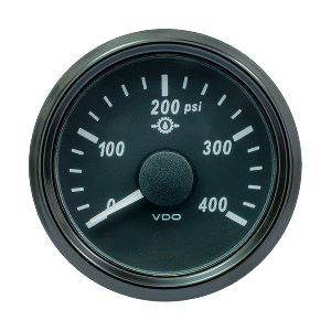 VDO SINGLEVIU 52MM (2-1/16") OIL PRESSURE GAUGE, 400 PSI, 0-180 OHM