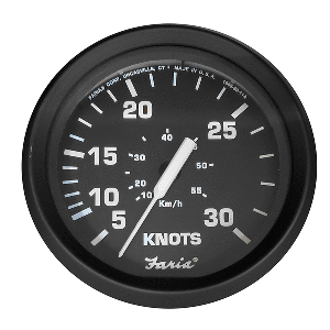 FARIA EURO BLACK 4" SPEEDOMETER, 30 KNOT (PITOT)