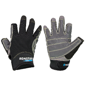 RONSTAN STICKY RACE GLOVES, 3-FINGER, BLACK, XS