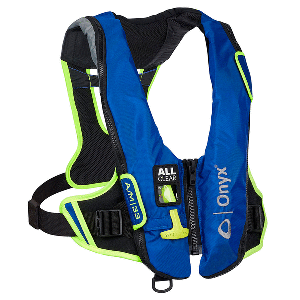 ONYX IMPULSE A/M-33 ALL CLEAR AUTO/MANUAL INFLATABLE LIFE JACKET, BLUE