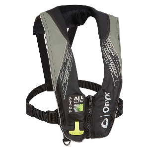 ONYX A/M-24 SERIES ALL CLEAR AUTOMATIC/MANUAL INFLATABLE LIFE JACKET, GREY, ADULT