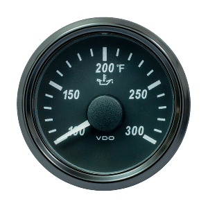 VDO SINGLEVIU 52MM (2-1/16") OIL TEMP. GAUGE, 300-DEG F, 322-18 OHM
