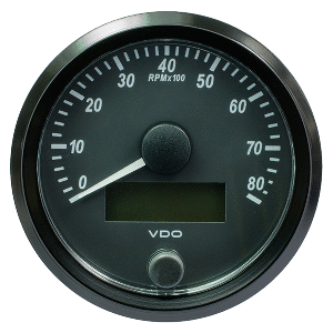 VDO SINGLEVIU 80MM (3-1/8") TACHOMETER, 8000 RPM
