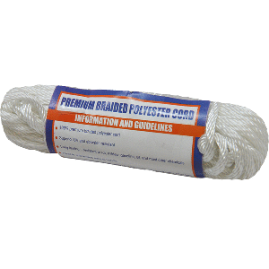 SEA DOG SOLID BRAID POLYESTER CORD HANK, 5/32" X 50', WHITE