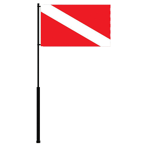 MATE SERIES FLAG POLE, 36" W/DIVE FLAG
