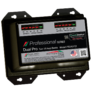 DUAL PRO PS2 AUTO 15A, 2-BANK LITHIUM/AGM BATTERY CHARGER