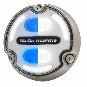 HELLA MARINE APELO A2 BLUE WHITE UNDERWATER LIGHT, 3000 LUMENS, BRONZE HOUSING, WHITE LENS W/EDGE LIGHT