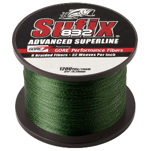 SUFIX 832 ADVANCED SUPERLINE BRAID, 30LB, LOW-VIS GREEN, 1200 YDS