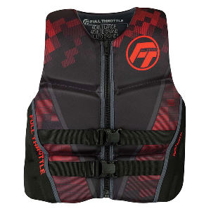 FULL THROTTLE MEN'S RAPID-DRY FLEX-BACK LIFE JACKET, L, BLACK/RED