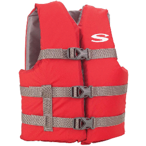 STEARNS YOUTH CLASSIC VEST LIFE JACKET, 50-90LBS, RED/GREY