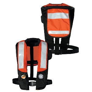MUSTANG HIT INFLATABLE PDF W/SOLAS REFLECTIVE TAPE, ORANGE/BLACK, AUTOMATIC/MANUAL