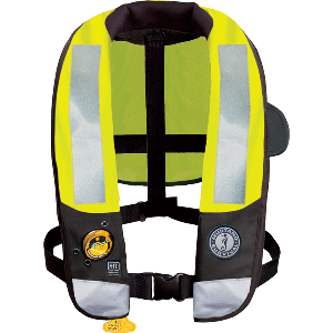 MUSTANG HIT HIGH VISIBILITY INFLATABLE PFD, FLUORESCENT YELLOW/GREEN, AUTOMATIC/MANUAL