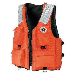 MUSTANG 4-POCKET FLOTATION VEST, ORANGE, LARGE