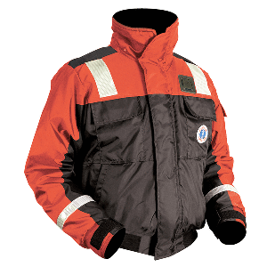 MUSTANG CLASSIC FLOTATION BOMBER JACKET W/REFLECTIVE TAPE, ORANGE/BLACK, XL
