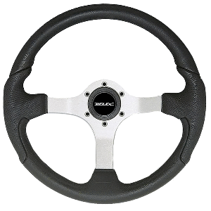 UFLEX NISIDA STEERING WHEEL 13.8", BLACK POLYURETHANE GRIP W/BLACK ALUMINUM SPOKES