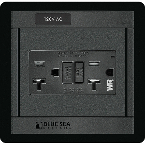 BLUE SEA 1499, 360 PANEL, 120V AC GFCI DUAL OUTLET