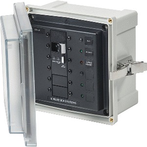 BLUE SEA 3123, SMS PANEL ENCLOSURE W/ELCI (32A) & 3 BLANKS, 230V AC