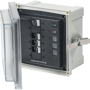 BLUE SEA 3130, SMS PANEL ENCLOSURE W/MAIN & 3 BRANCH (15A), 120V AC