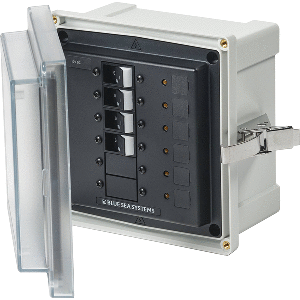 BLUE SEA 3134, SMS PANEL ENCLOSURE W/4 BRANCH (12/24V), 12/24V DC