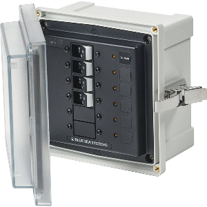 BLUE SEA 3135, SMS PANEL ENCLOSURE W/UL MAIN & 3 BRANCH (12/24V), 12/24V DC