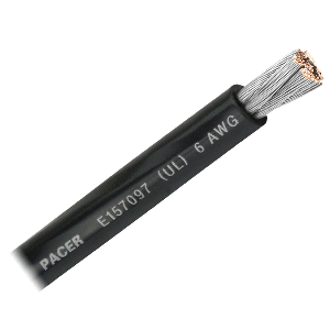 PACER BLACK 6 AWG BATTERY CABLE, SOLD BY THE FOOT