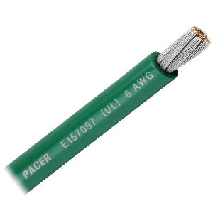PACER GREEN 6 AWG BATTERY CABLE, SOLD BY THE FOOT