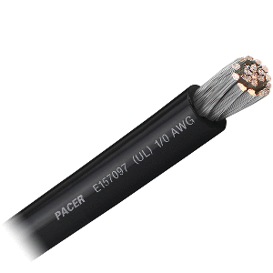 PACER BLACK 1/0 AWG BATTERY CABLE, SOLD BY THE FOOT