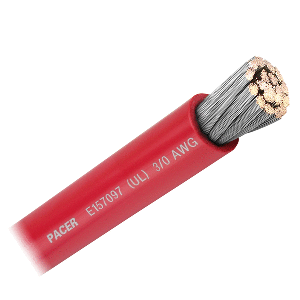PACER RED 3/0 AWG BATTERY CABLE, SOLD BY THE FOOT