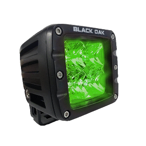 BLACK OAK 2" GREEN LED HOG HUNTING POD LIGHT, FLOOD OPTICS, BLACK HOUSING, PRO SERIES 3.0