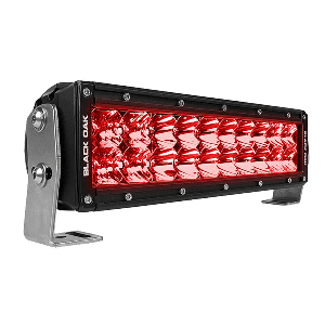 BLACK OAK 10" RED LED PREDATOR HUNTING LIGHT BAR, COMBO OPTICS, BLACK HOUSING, PRO SERIES 3.0