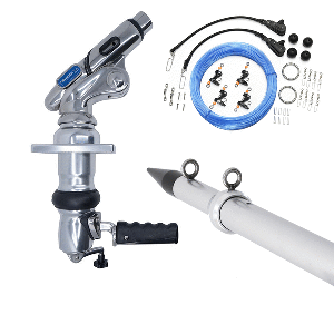 TIGRESS XD CRANK TOP MOUNT SYSTEM, 18', SILVER OUTRIGGERS PRO SERIES DOUBLE RIGGING KIT