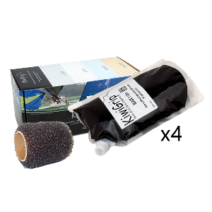 KIWIGRIP 4, 1 LITER POUCHES, BLACK WITH 4" ROLLER