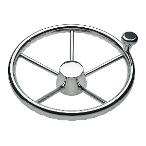 SCHMITT MARINE 170 FINGER GRIP DESTROYER 5-SPOKE 13.5" STAINLESS STEEL CAP 3/4" TAPERED SHAFT W/KNOB