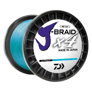 DAIWA J-BRAID X4 BRAIDED LINE, 30 LBS, 300 YDS, ISLAND BLUE