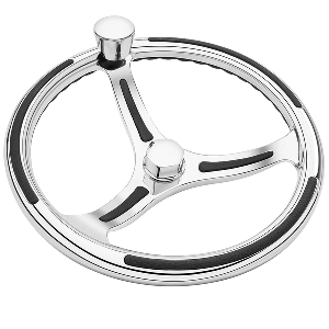 SCHMITT MARINE PRIMUS MODEL 740, 13.5" WHEEL W/KNOB & FINGER GRIP, 3/4" TAPERED SHAFT W/FAUX NUT, 1/2" & 3/4" ADAPTERS