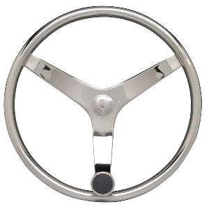 UFLEX, V46, 13.5" STAINLESS STEEL STEERING WHEEL W/SPEED KNOB, NO WHEEL NUT