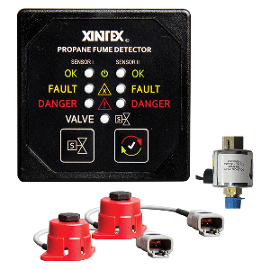FIREBOY-XINTEX PROPANE FUME DETECTOR, 2 CHANNEL, 2 SENSORS, SOLENOID VALVE & CONTROL & 20' CABLE, 24V DC