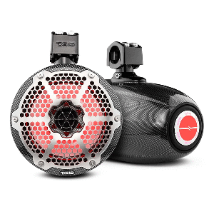 DS18 X SERIES HYDRO 8" 2-WAY WAKEBOARD POD TOWER SPEAKERS W/1 DRIVER & RGB LIGHTS, 550W, BLACK CARBON