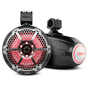 DS18 X SERIES HYDRO 8" WAKEBOARD POD TOWER SPEAKER W/RGB LED LIGHT, 425W, BLACK CARBON FIBER