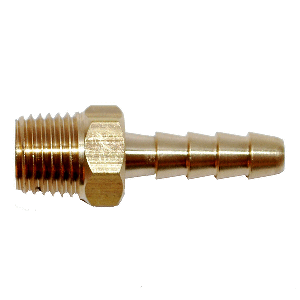 ATTWOOD UNIVERSAL BRASS FUEL HOSE FITTING, 1/4" NPT X 3/8" BARB