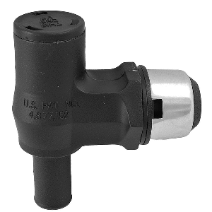 ATTWOOD 90-DEG P-TRAP FUEL TANK VENT, BLACK W/STAINLESS STEEL TRIM COVER