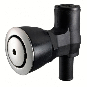 ATTWOOD 90-DEG P-TRAP FUEL TANK VENT, FLUSH MOUNT, BLACK W/STAINLESS STEEL VENT HEAD