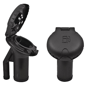 ATTWOOD DECK FILL F/PRESSURE RELIEF SYSTEMS, ANGLED BODY & SCALLOPED BLACK PLASTIC CAP
