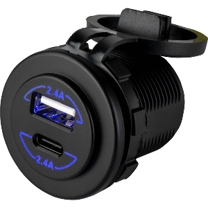 SEA DOG ROUND DUAL USB & USB-C POWER SOCKET