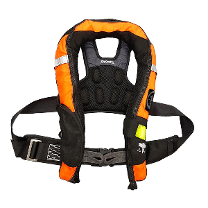 FIRST WATCH FW-40PRO ERGO AUTO INFLATABLE PFD W/HARNESS, HI-VIS ORANGE & BLACK